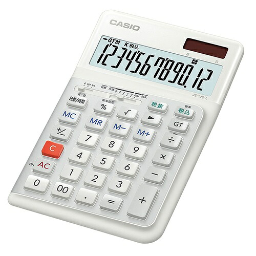 カシオ　人間工学電卓（ジャストサイズ） JE-12D-L-WE-N 【カシオ】
