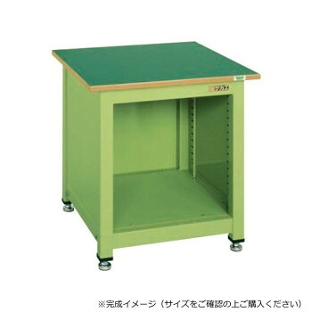 （代引き不可）（同梱不可） サカエ 一人用作業台KTタイプ サカエリューム天板 700×700×740mm KT-101FEN 作業するスペースと保管する場所を1つにまとめた作業台