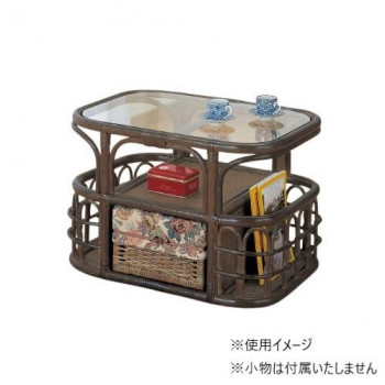 （代引き不可）（同梱不可） 今枝商店　Romantic Rattan　籐テーブル　T34B 天板は5mm強化ガラス使用