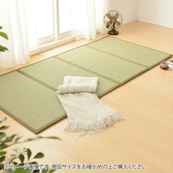 （代引き不可）（同梱不可） 4つ折り畳マットレス 鞍馬 約140&times;200&times;1.1cm 159059210 たためるどこでも畳!｜オフィス　ユー
