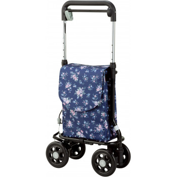（同梱不可） マキテック どこでもキャリー 紺花柄 RS-300KH 買い物袋付で荷物の移動も楽々でさらに便利に
