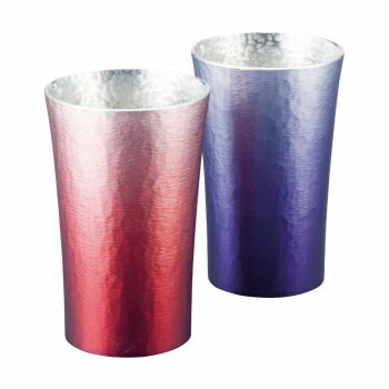 （同梱不可） 大阪錫器 錫製タンブラー200ml2客セット 16-1-1N2P 赤・紫 4112-039 錫製タンブラー