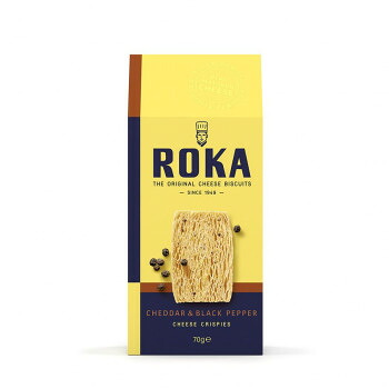 (代引き不可)(同梱不可) ROKA ロカ チーズクリスプ ・チェダー&ブラックペッパー 12入 輸入菓子 パイ生地とチーズを90層積み重ね焼き上げた大人向けのスナック|オフィス ユー