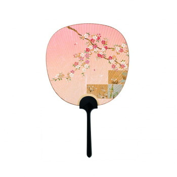 (同梱不可) 日本製 MADE IN JAPAN 金彩京うちわ 並型 桃地桜 2092 繊細に作られたうちわ|オフィス ユー