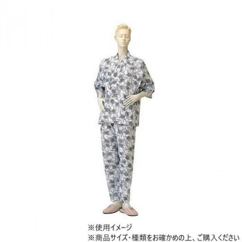 （同梱不可） 神戸生絲　婦人パジャマ型ねまき(ラグラン袖・おくつろ着)M No.73 コン 花柄 やさしい着心地