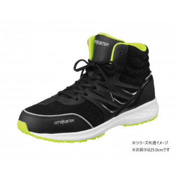 （同梱不可） 福山ゴム工業　作業靴 CITY HUNTER 700　25.0cm ブラック EE70300 スニーカー
