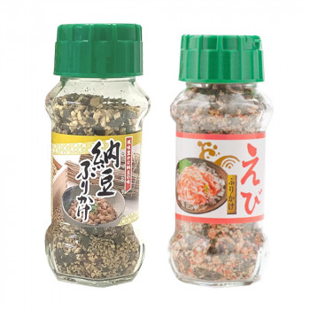 （代引き不可）（同梱不可） みなり 納豆ふりかけ 85g・えびふりかけ 85g　各15個セット 風味ゆたかなふりかけ｜オフィス　ユー