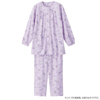 （同梱不可） ケアファッション ワンタッチパジャマ(婦人) パープル L 8926622 一年中快適な着心地