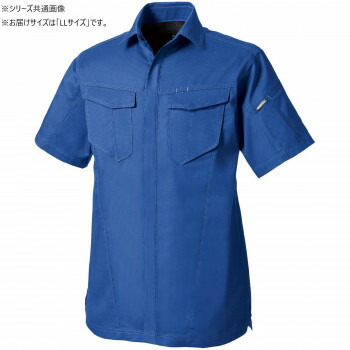 （同梱不可） 桑和 3008-03 半袖シャツ LLサイズ ブルー(8) シワになりにくく動きやすい
