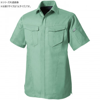 （同梱不可） 桑和 3008-03 半袖シャツ 3Lサイズ モスグリーン(107) シワになりにくく動きやすい