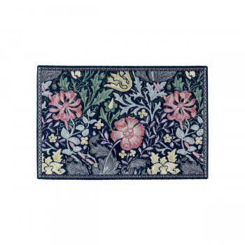 （同梱不可） 川島織物セルコン Morris Design Studio コンプトン マット 約45×70cm FH1713 DB ダークブルー 動きがある花々や葉のデザイン