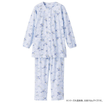 （同梱不可） ケアファッション ワンタッチパジャマ(婦人) サックス LL 8926613 一年中快適な着心地
