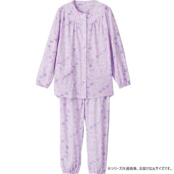 (同梱不可) ケアファッション ホックパジャマ(婦人) パープル 3L 80017115 ホック仕様で、着替えらくらく