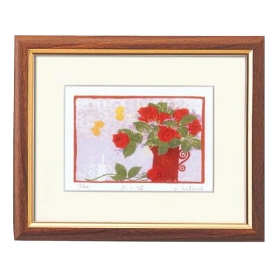 （同梱不可） 吉岡浩太郎　開運『花』風水額(スタンド付)　赤い花　14845 吉運向上!花の色で開運!