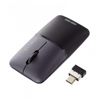 （同梱不可） サンワサプライ 静音ワイヤレスブルーLEDマウス SLIMO 充電式 Type-C ブラック MA-WCBS310BK 超かわいい究極の持ち運びType-Cマウス!