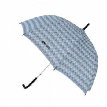 （同梱不可） gnocco(ニョッコ) 長傘 モノグラムボーダー サックスブルー 猫 SY21-CT-1BG しっかり雨風を凌いでくれるドーム型の可愛いフォルム