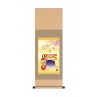 （同梱不可） 野川 秀華　桃の節句(雛祭り)掛軸　「立雛」 化粧箱入り　F6-210 女子の守護神として嫁ぎ先までお守りします。
