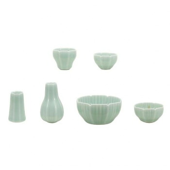(同梱不可) ALTE MEISTER アルテマイスター 仏具 花しずく 6点セット 青磁 41391 軽やかな厚みと細やかなラインが美しい具足6点セット|オフィス ユー