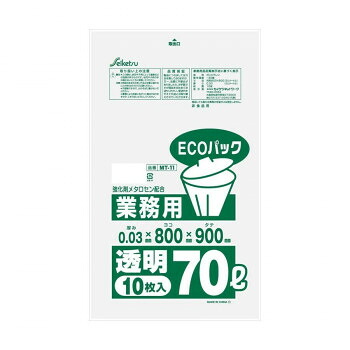 （代引き不可）（同梱不可） MT-11 ゴミ袋 業務用70L ECOタイプ 10枚入 透明 ×40冊 ゴミ袋