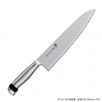（同梱不可） 富士カトラリー NarihiraPRO」S」 牛刀 300mm ブラック FC-3107BK 着脱可能なカラーシリコンリング付き