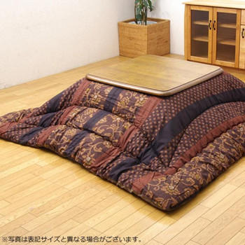 (代引き不可)(同梱不可) こたつ掛け布団 『万葉』 ブラウン 約205×205cm 5934619 熱が逃げにくいフィットキルト加工。|オフィス ユー