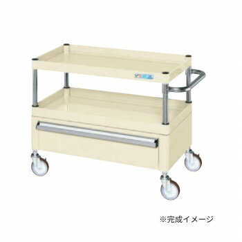 （代引き不可）（同梱不可） サカエ CSパールワゴン中量タイプ 引出し付 アイボリー CSP-7562CNUI ボルトレスで組立簡単