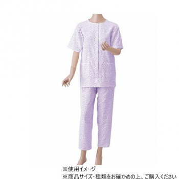 （同梱不可） 神戸生絲 婦人楽らくガーゼパジャマ上下(半袖) M No.900 パープル 丸型マジックテープで着脱簡単 5,340円