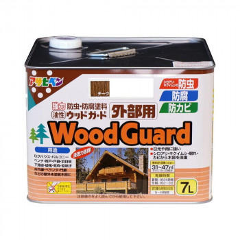 （同梱不可） アサヒペン　木部塗料　油性ウッドガード外部用　7L　チーク　03　ツヤ消し　防カビ　防虫防腐 屋外木部を美しく保護