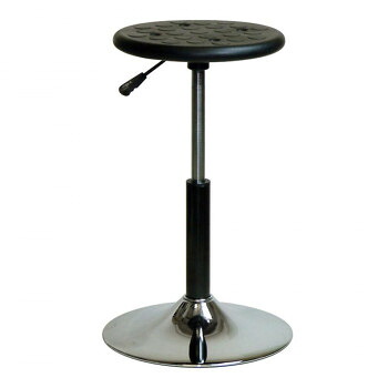 （代引き不可）（同梱不可） コーン ワークスツール 190 完成品 CNI-190 ブラック/ブラック(クロムメッキ) より大きな昇降幅が必要な時に!｜オフィス　ユー