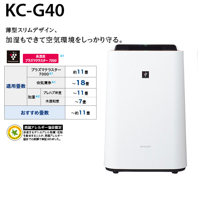 楽天市場 台数限定特価 加湿空気清浄機 プラズマクラスター Kc G40 W Sharp シャープ 花粉対策 オフィスマーケット