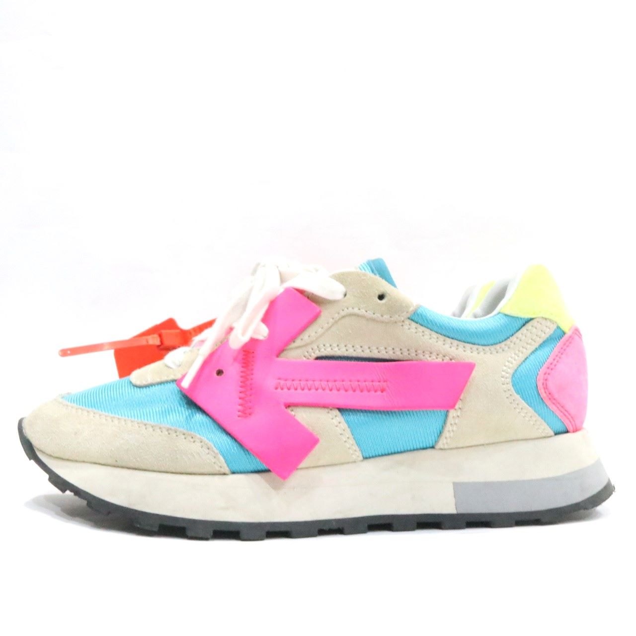 【中古】OFF-WHITE 象牙色 24.0糎 レディース スニーカー HGランナーミックスメディアスエードスニーカー フューシャ WOMEN’S HG RUNNER MIXED-MEDIA SUEDE SNEAKERS FUCHSIA 置き目品 中古B 古着