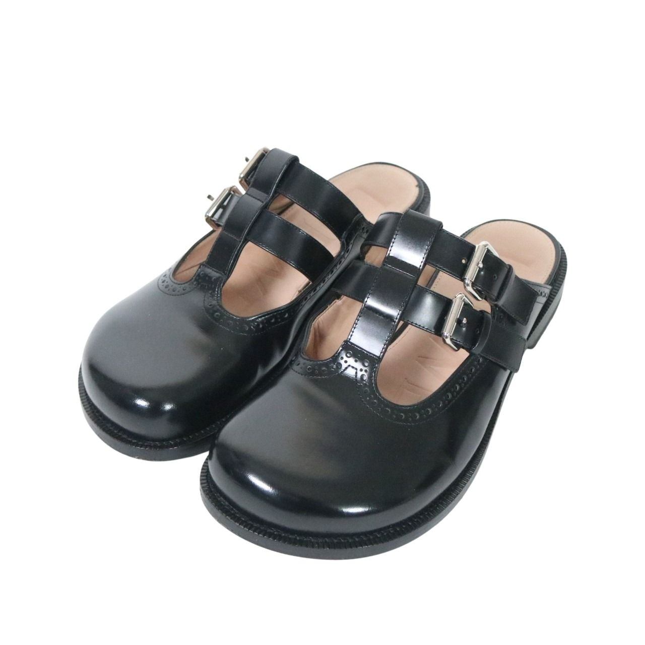 【中古】LOEWE ロエベ 25.5糎 メンズ サンダル Campo Mary Jane mule カンポ メリージェーン ミュール IT40 レディース可 黒 中古A 古着