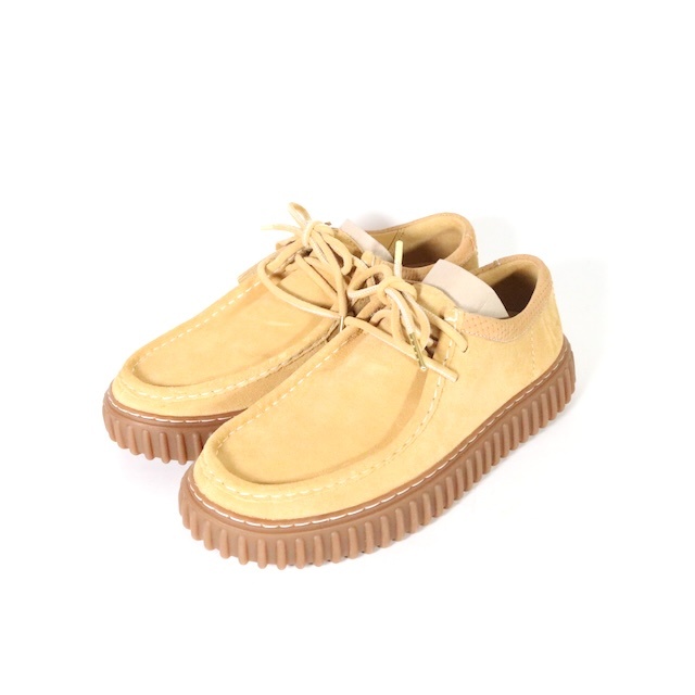 【新古品】Clarks クラークス UK7 25.0cm メンズ 厚底モカシンシューズ Torhill Lo トーヒル ロー ベージュ 新品 古着