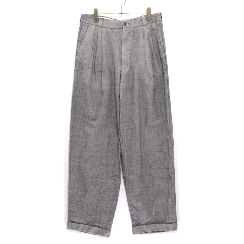 【中古B】メンズ M L 相当 70s 80s ユーロヴィンテージ EURO VINTAGE 3タックトラウザーズ スラックス OPTI ジップ ブルー ストライプ グレー|OFRECO店
