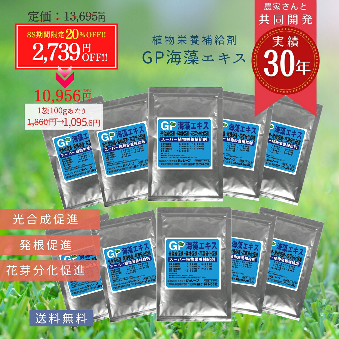 【百貨店SALE最大限度50％OFF】《まとめ買 お得》一つまみ構成要素 海草 抽出エキス園芸 お得 書き割り 無農薬 有機作りだす ノース ガーデニング 身寄り家庭菜園 蔬菜 果物 お百姓さん 地びた組みかえる剤 芝 アルギン 砿物  GP 海草抽出エキス100g 10ヶ 書き割り 貨物輸送無料 容れもの売りわたす