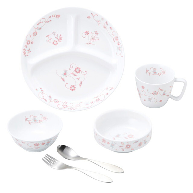 増強磁器 こども要脚 食器4項目 スプーンフォークセッティング 付届容れ物 サラサ 淡紅色 小わっぱ用食器 こども用食器 キッズ用食器 食器ギフト 利用生易しい食器 シスター食器 陶器セット こども用陶磁器 子供食器 キッズ食器 子供食器ひとそろい はじめての食器 こども