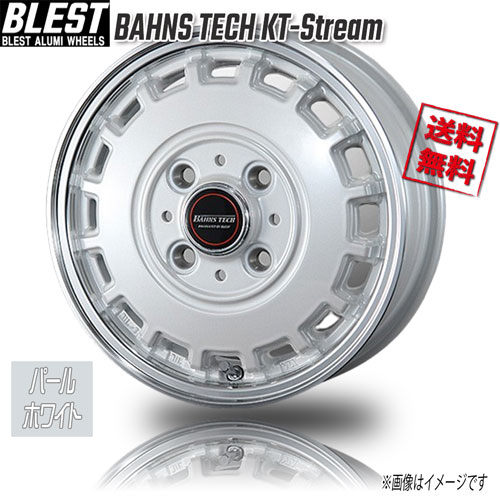 BLEST BAHNS TECH KT-Stream パールホワイト 12インチ 4H100 4J+43 4本 業販4本購入で送料無料|トリプルウィン