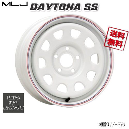 MLJ DAYTONA SS トリコロールホワイト レッド/ブルーライン 15インチ 5H108 6J+30 4本 業販4本購入で送料無料|トリプルウィン