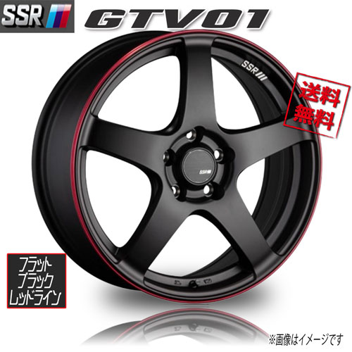 SSR GTV01 フラットブラック/レッドライン 18インチ 5H100 8.5J+44 1本 73 業販4本購入で送料無料