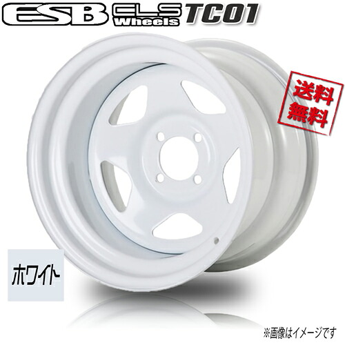 ホイール新品 4本セット ESB CLS TC-01 ホワイト 深リム鉄チン 15インチ 4H100 8J-10 73.1 送料無料 カスタムカー コンパクトカー 軽カー|トリプルウィン