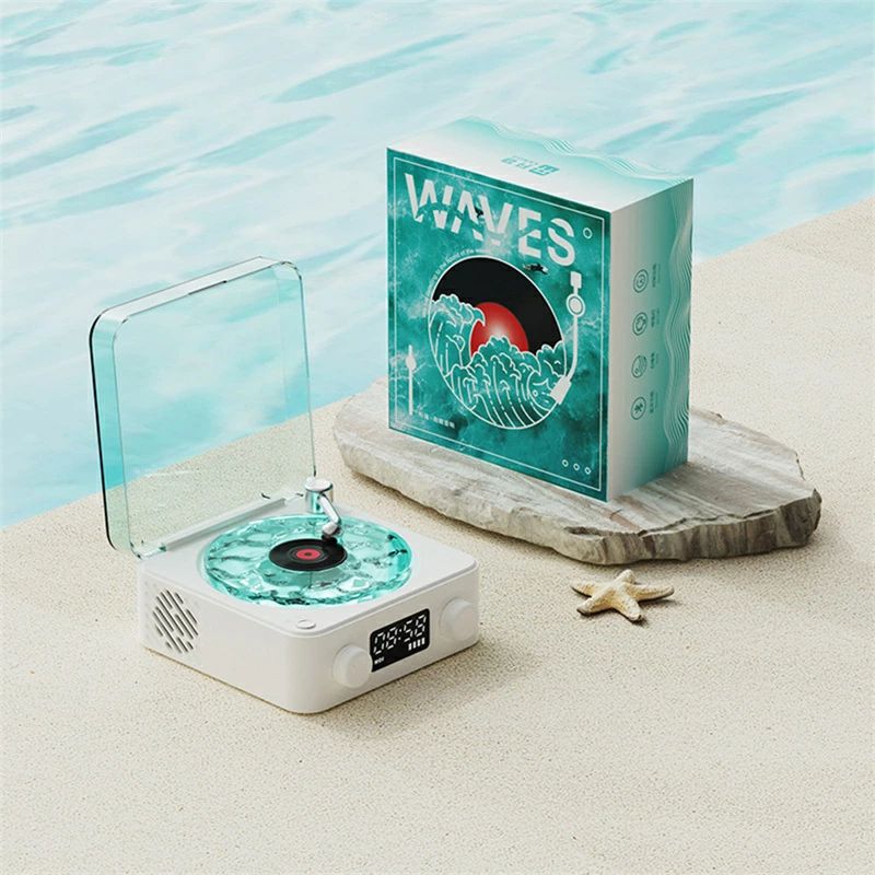 WAVES レコードプレーヤー型 スピーカー　青白 Amazon.co.jp: レコードプレーヤー,レコードプレーヤースマート