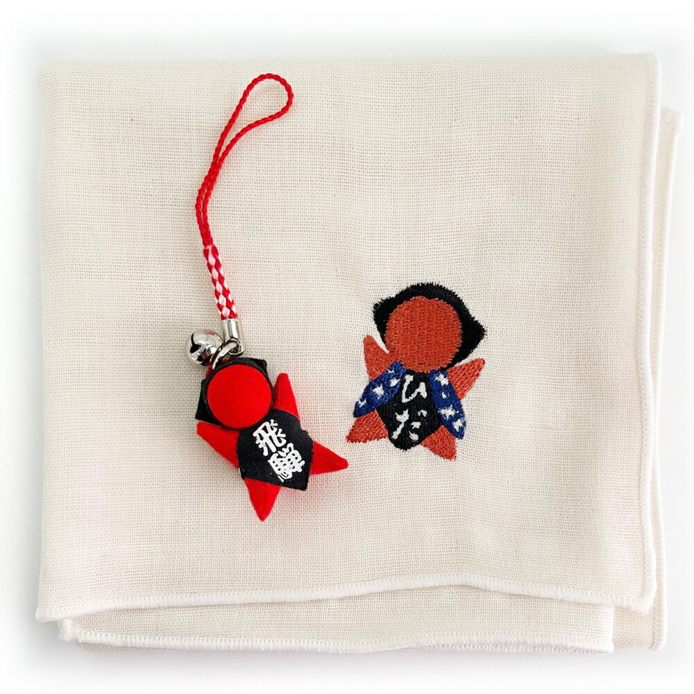 楽天市場 メール便 送料無料 飛騨高山さるぼぼ 御守り ガーゼハンカチ タオル 運を引き寄せる 合掌造り ハンカチ 風水 ハンカチ 飛騨高山おはなもあな