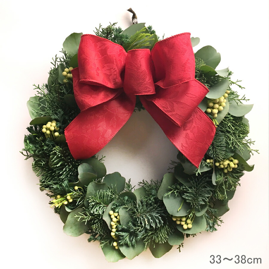 クリスマスリース おしゃれ な フレッシュ シルバーグリーン リース 生花リース クリスマス サイズ33 38cm 指定日ok フレッシュ ナチュラル リース 玄関 ドア飾り プレゼント ドアリース クリスマス Christmas Wreath オレゴン樅 ユーカリ 送料無料 Littlethaicafe Com