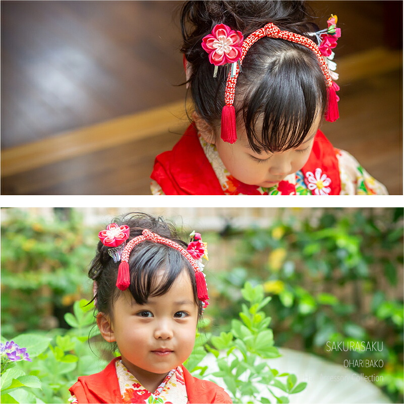 【楽天市場】【三歳用】七五三 髪飾り さくら咲く両飾りパッチンセット【七五三 髪飾り】 三歳 日本髪