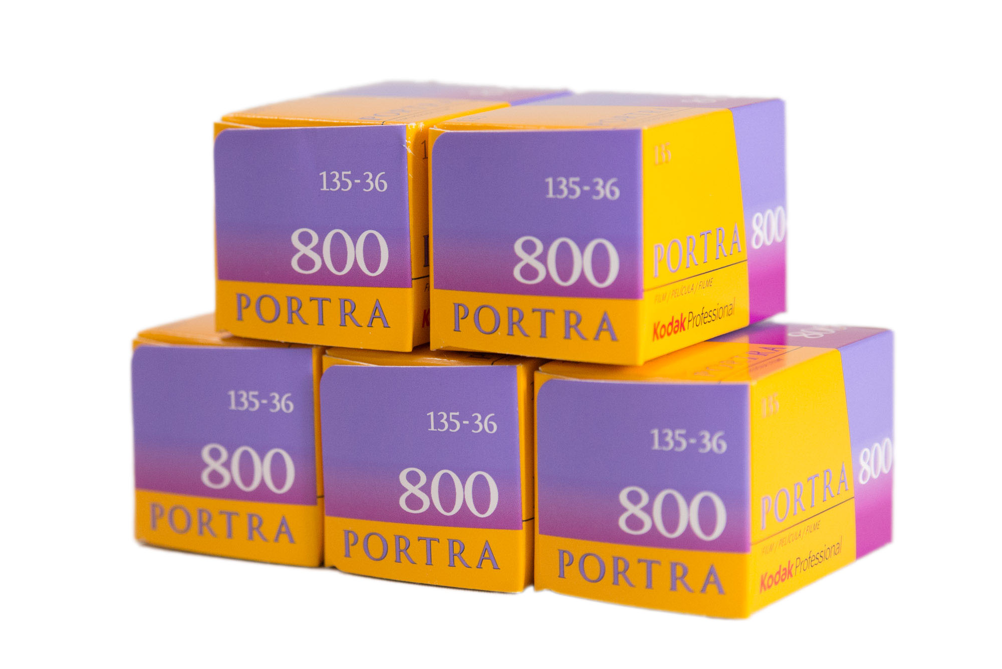 Kodak 色つやネガ写真フィルム ポー虎800 35粍 36枚撮 5本書き割り