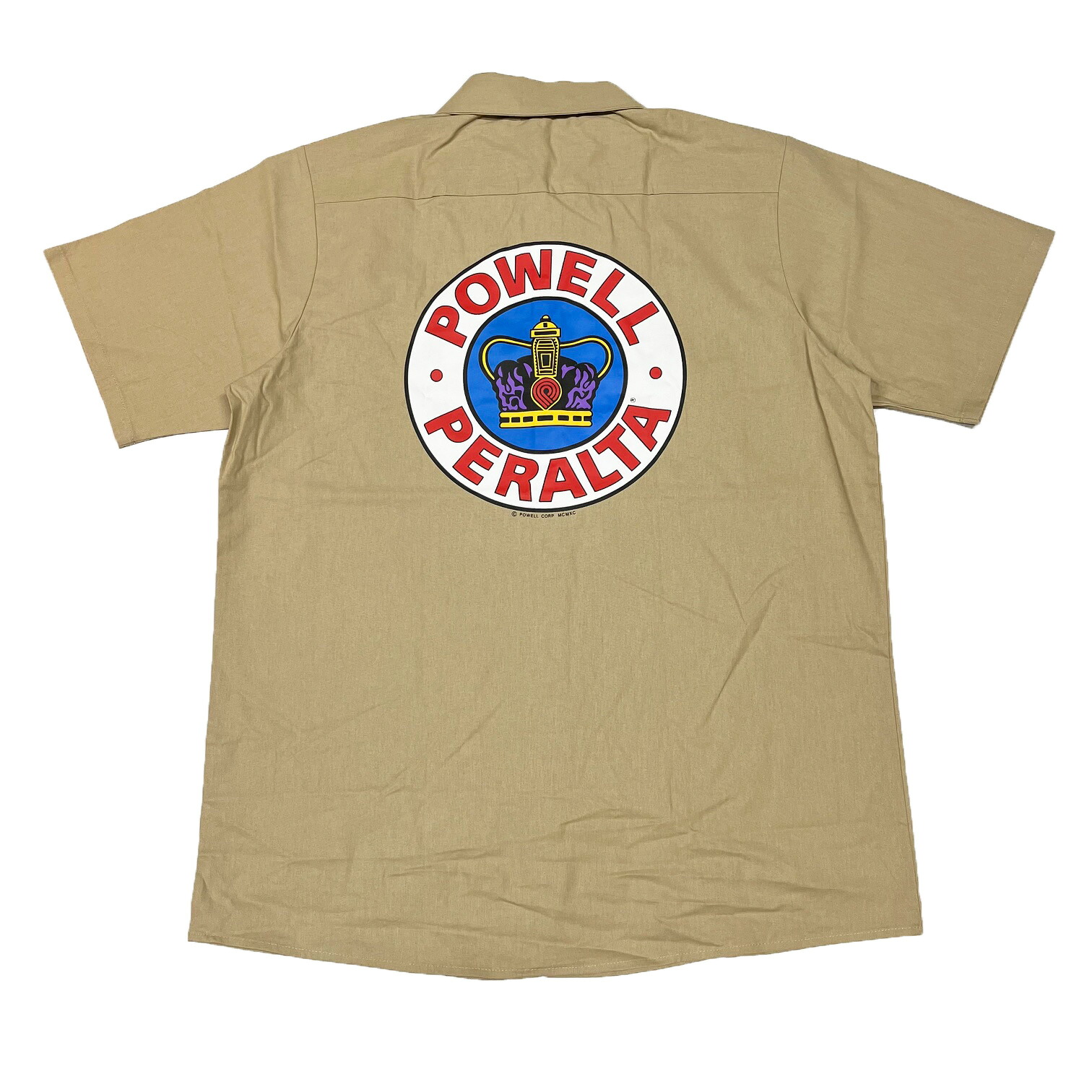 【 POWELL PERALTA / SUPREME S/S WORK SHIRTS / KHAKI 】  パウエル ペラルタ 半袖 プルオーバー 細工物プルオーバー カーキ ベージュ 滑るゲーム盤