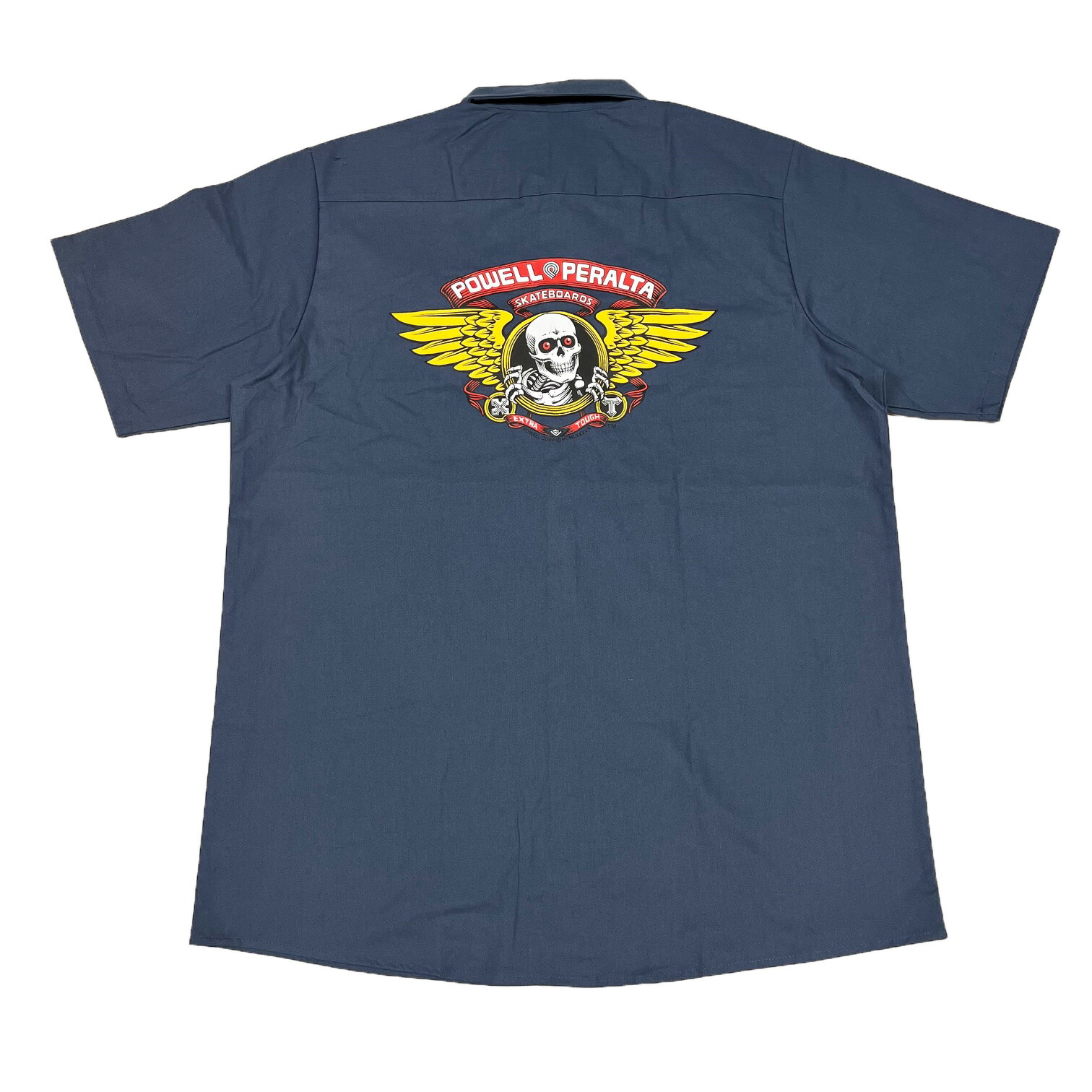 【 POWELL PERALTA / WINGED RIPPER S/S WORK SHIRTS / NAVY 】  パウエル ペラルタ 半袖 プルオーバー 細工物プルオーバー 米国海軍 紺 滑るゲーム盤