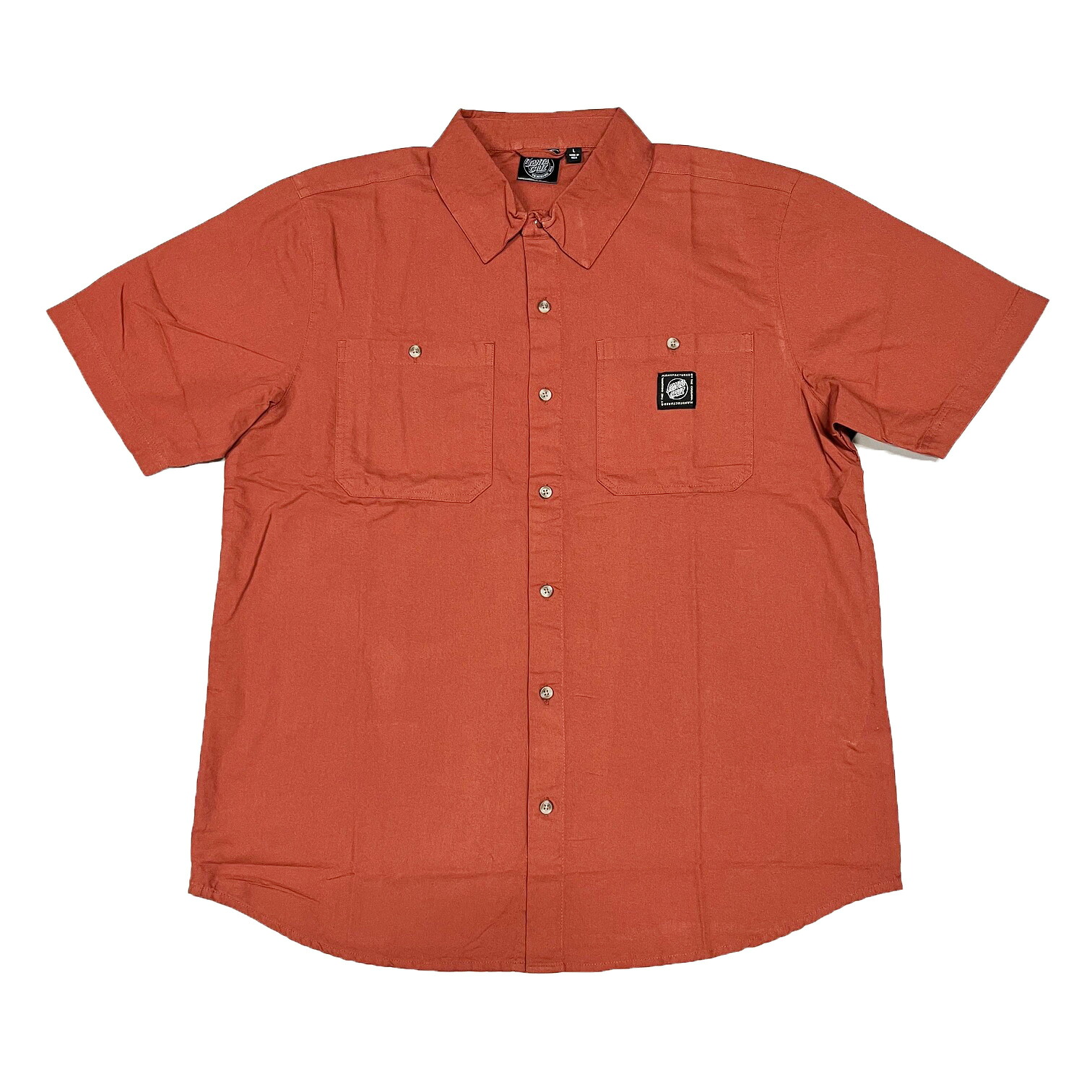 【 SANTA CRUZ / OPUS S/S WORK TOP / FADED BRICK 】 サンタクルーズ 半袖 ワーク シャツ フェード ブリック レンガ 赤茶 スケボー スケートボード|OHCA clothing 店