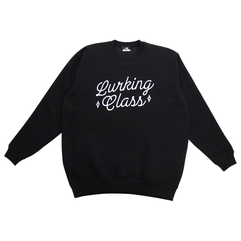 【 LURKING CLASS / CURSIVE LOGO CREW / BLACK 】 ラーキングクラス スウェット トレーナー クルーネック ブラック｜OHCA clothing　店