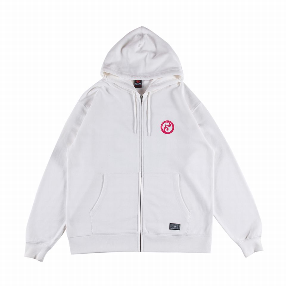【 ROLLING CRADLE / LOGO LOGO ZIP HOODIE / WHITE 】 ローリングクレイドル ロリクレ スウェット パーカー フーディ ジップ ホワイト 白 送料無料
